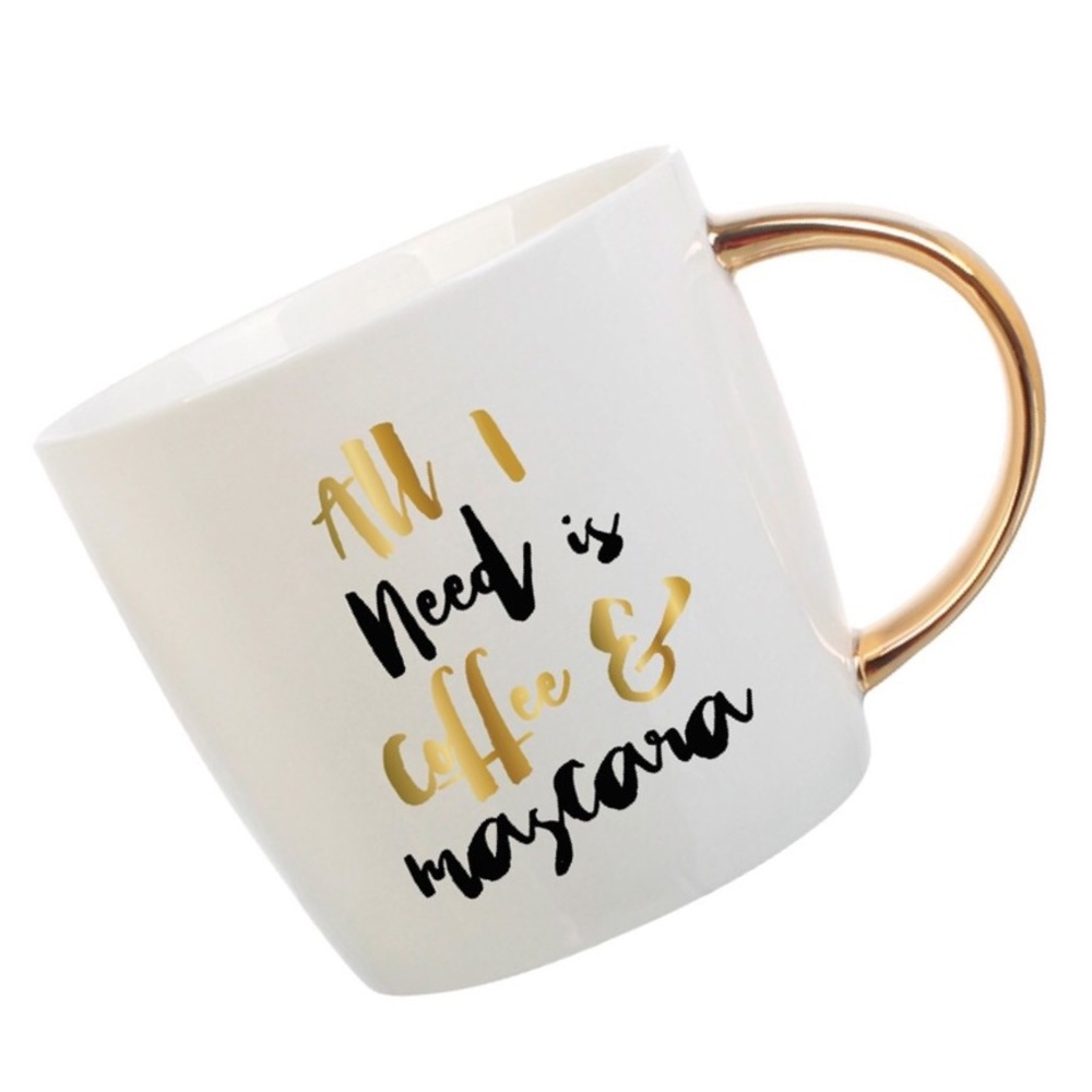 new Posh All I Need is Coffee  + Mascara Mug ✶ with Black + Gold Foil Graphics ✶ - Picture 2 of 11